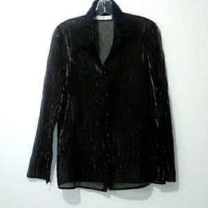Porta Rossa black and gold sheer blouse